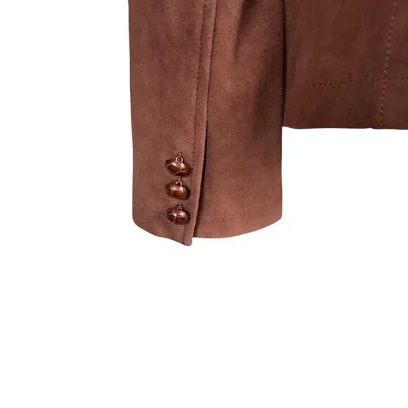 Lilly Pulitzer vintage brown fully lined button down lamb suede blazer small - Picture 6 of 12
